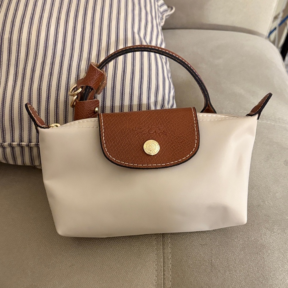 Longchamp Cream and Brown Mini Bag